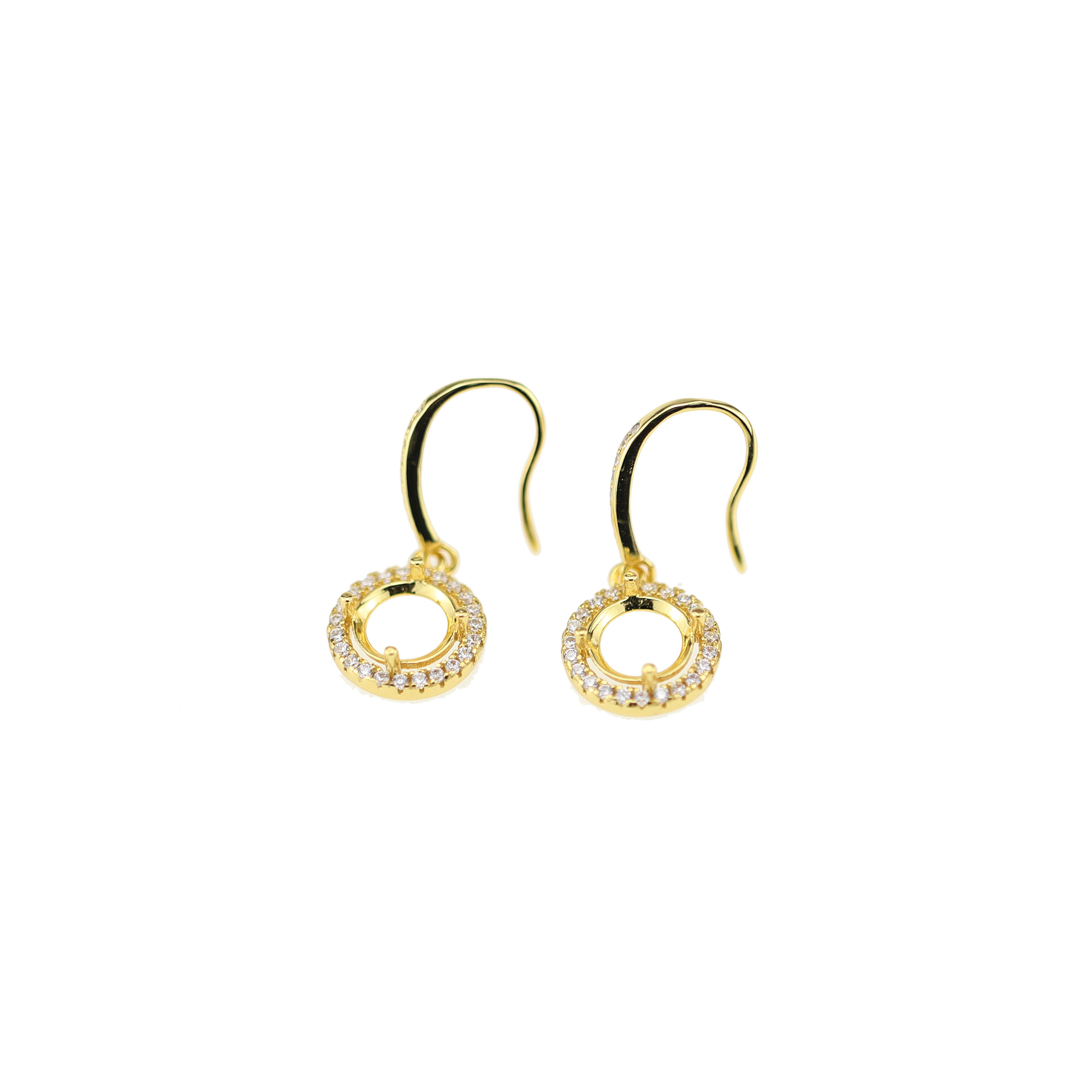 1Pair 5-8MM Round Prong Bezel Rose Gold Plated Solid 925 Sterling Silver Hook Earrings Blank Settings for Gemstone Moissanite 1706041 - Click Image to Close